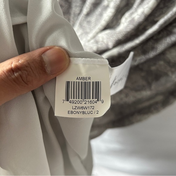 BCBGMaxAzria Women's Amber Column Ebony Blue Combo Strapless Maxi Gown Size 2 - Picture 8 of 9